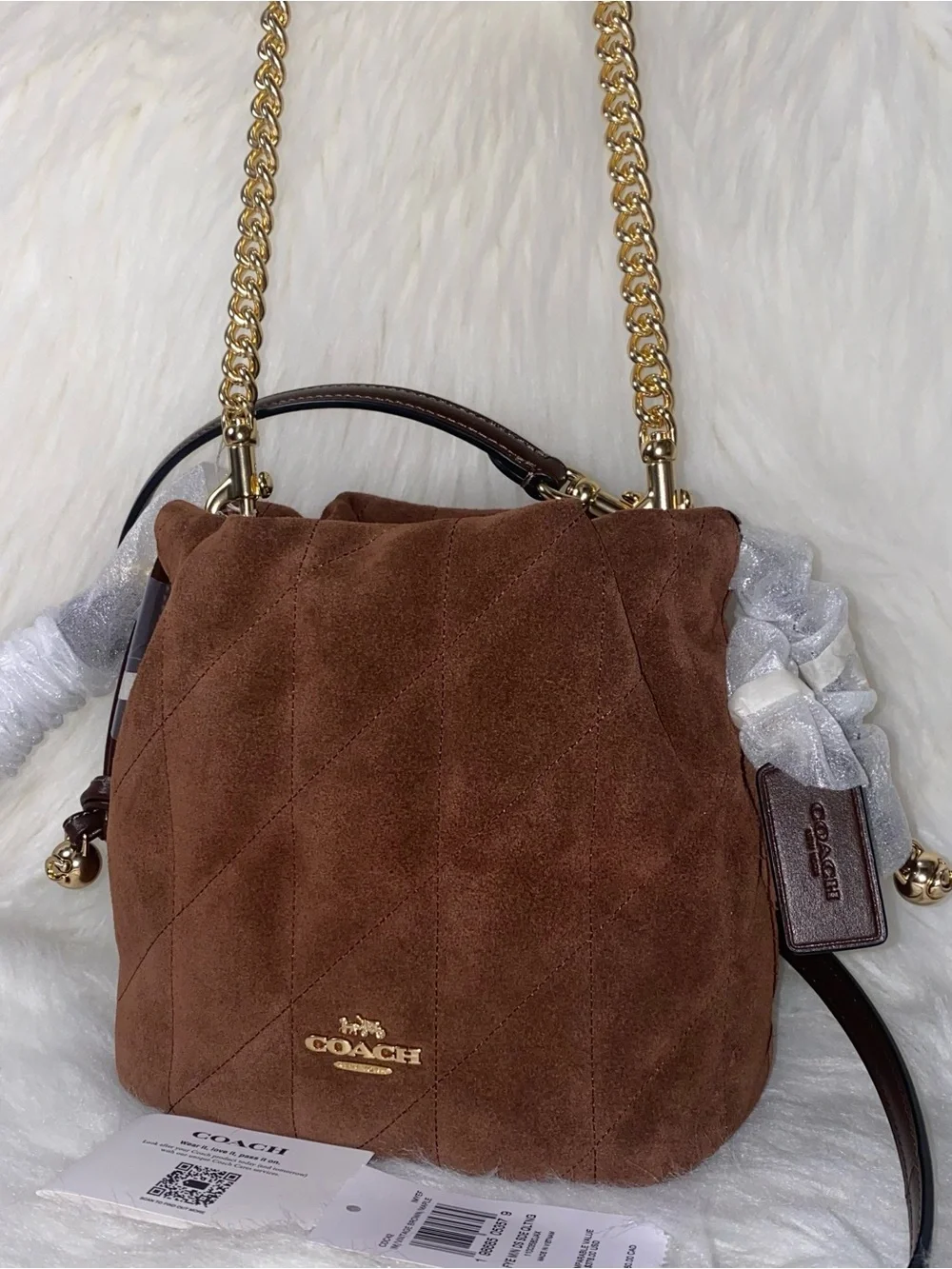 Coach Faye Mini Drawstring Bag With Quilting New